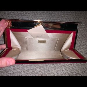 Jimmy Choo red patent leather clutch